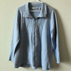 Soft Surroundings Blue Cozy Comfy Casual Athleisure Full Zip Collared Jacket PXL